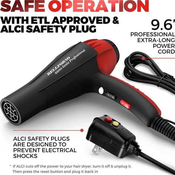 Professional Hair Dryer, 2200 Watt, Ceramic Tourmaline Ion Blow Dryer - Picture 5 of 6